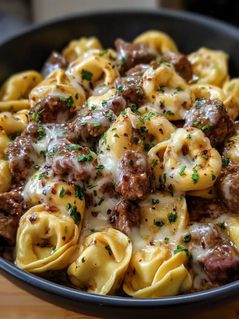 Beef and Mushroom Tortellini Dish First Image