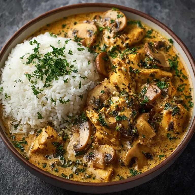 Creamy Mushroom Chicken Curry Dish First Image