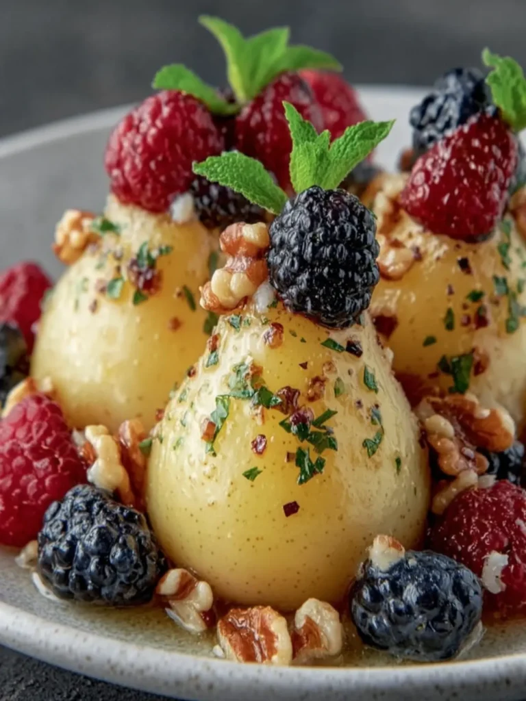 Poached Pears with Berries and Walnuts First Image