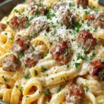 Creamy Sausage Alfredo Pasta First Image