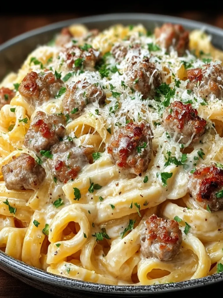Creamy Sausage Alfredo Pasta First Image