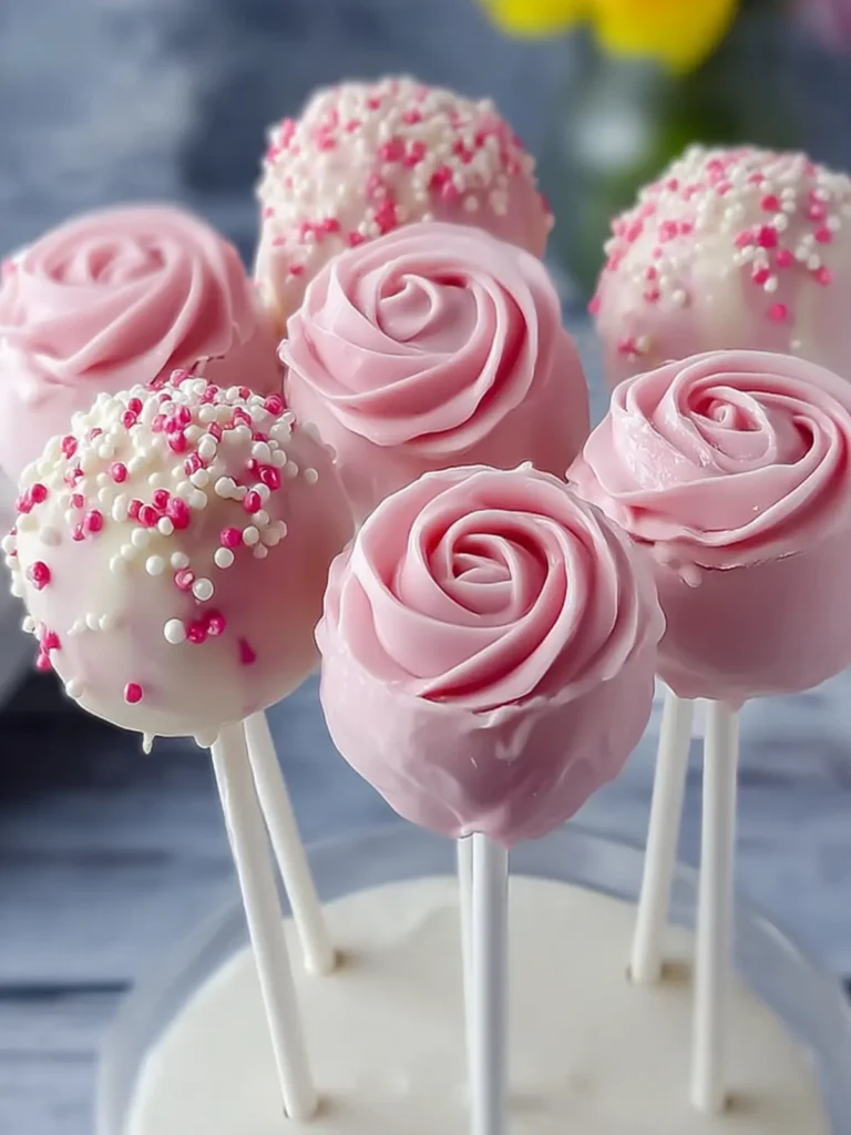 Pink Rose Cake Pops Recipe First Image