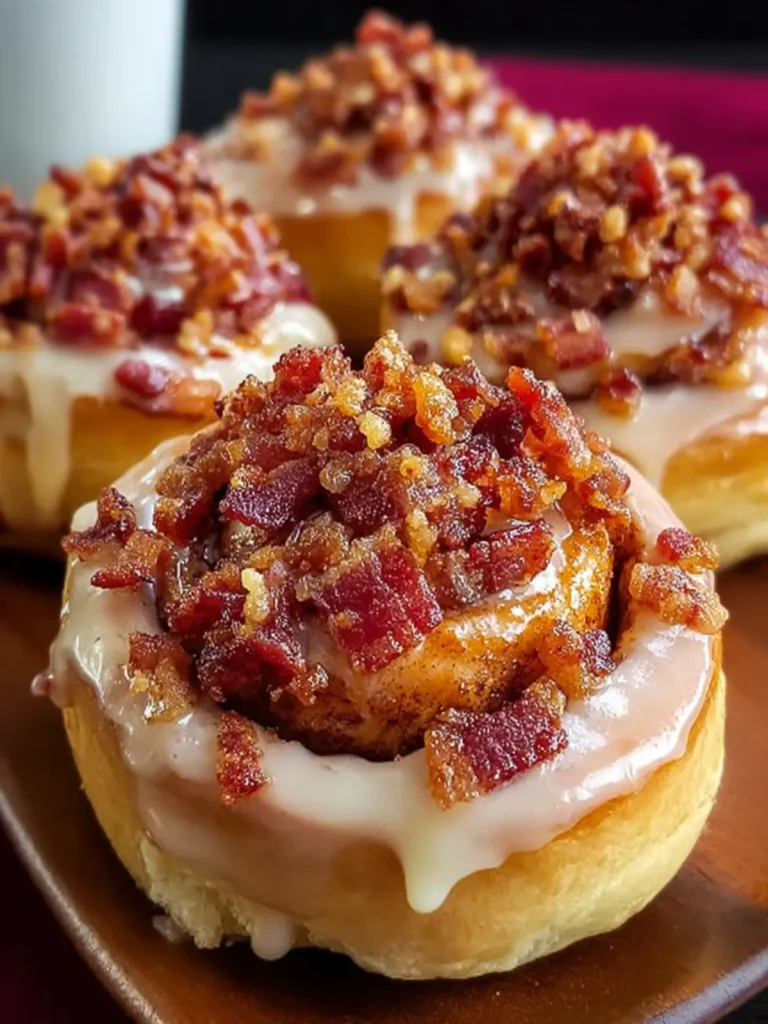 Glazed Bacon Cinnamon Rolls First Image