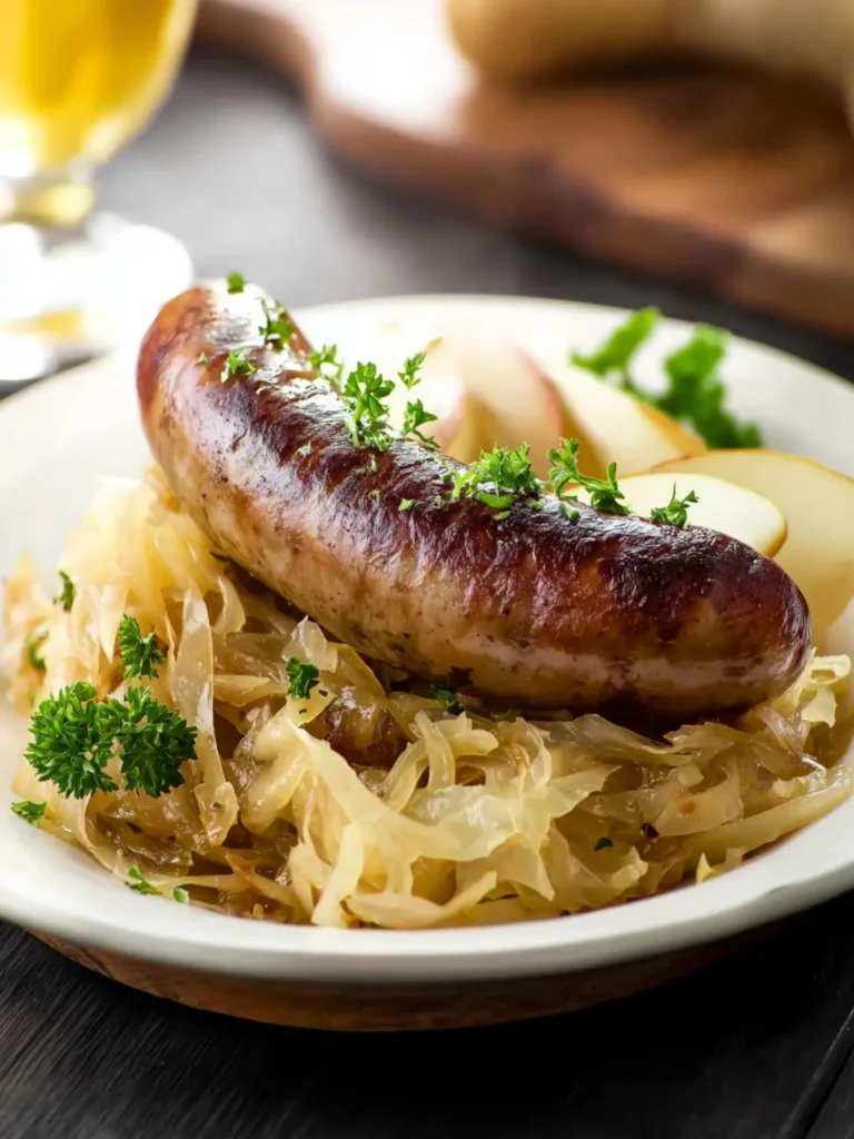 Beer Braised Bratwurst with Apple Sauerkraut First Image