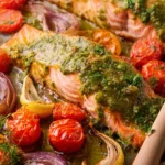 Sheet Pan Pesto Salmon Dinner First Image