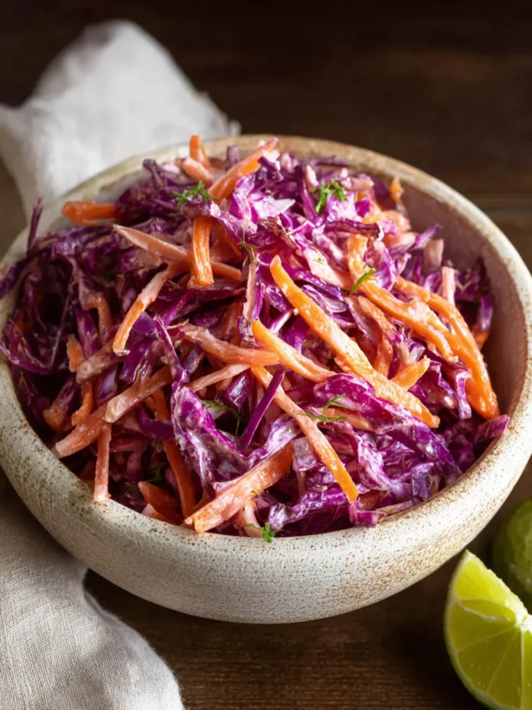 Easy Purple Cabbage Coleslaw with Carrots (Creamy) First Image