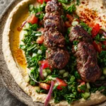 Lamb Kofta with Fattoush Salad and Hummus First Image